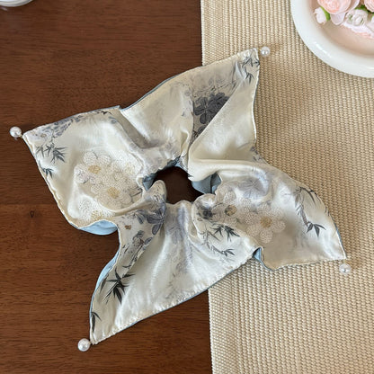 大腸圈方形刺繡髮圈