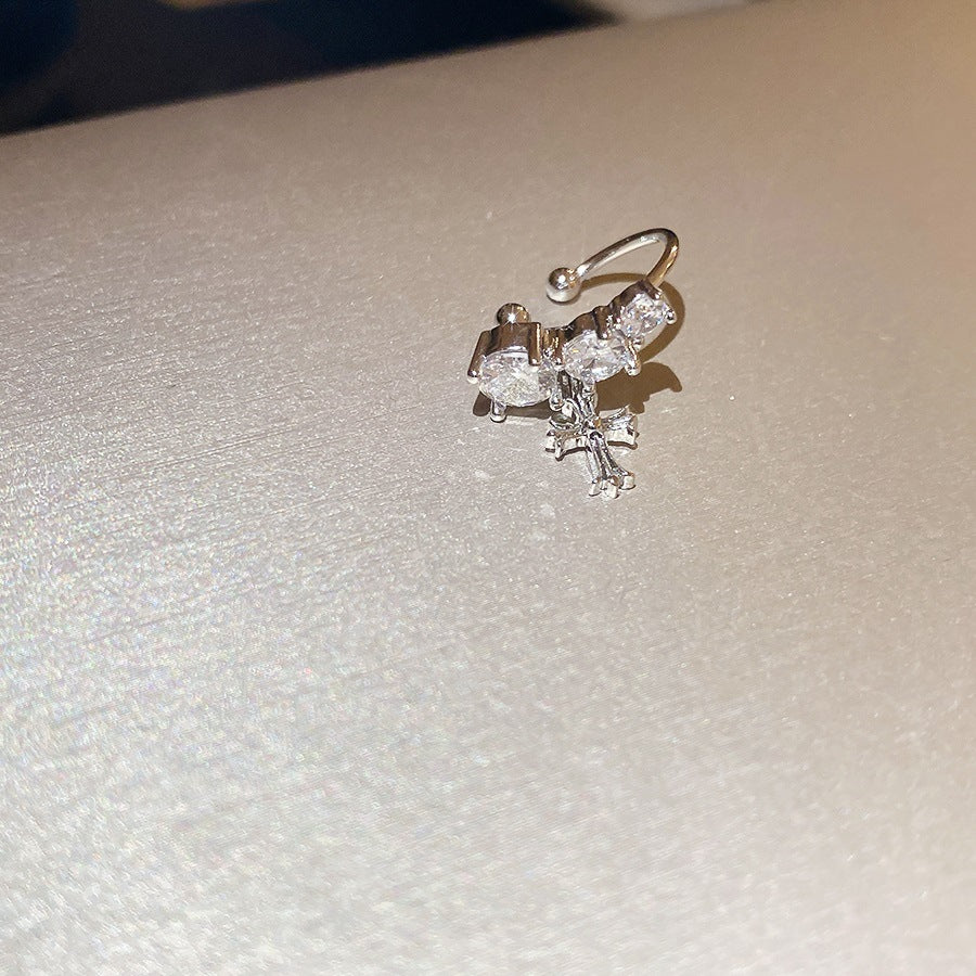 爆閃鋯石幾何無耳洞耳夾甜酷風精致小巧耳骨夾輕奢高級感耳飾批發