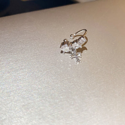 爆閃鋯石幾何無耳洞耳夾甜酷風精致小巧耳骨夾輕奢高級感耳飾批發