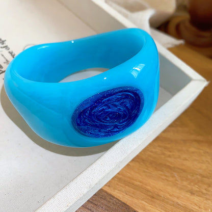 歐美新款暈染紋理滴油樹脂手鐲夸張個性百搭手環時尚潮流手飾批發