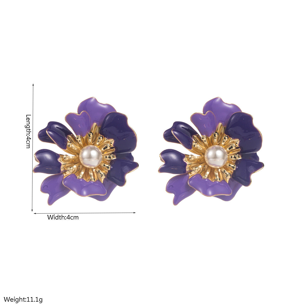 S925珍珠琺瑯花朵立體耳環－粉色款實拍｜https://igowo.tw/