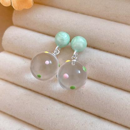夏日汽水~小波點水晶珠耳釘時尚百搭極簡風耳環設計感小眾耳飾女
