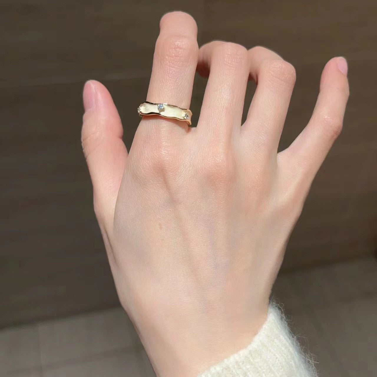 彩色琺瑯蝴蝶花朵戒指