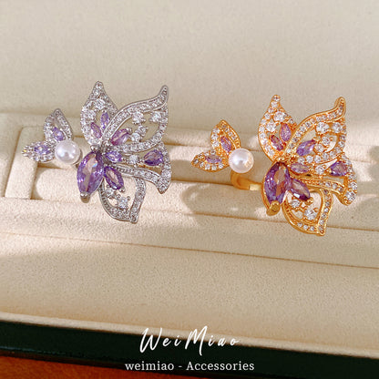 金色珍珠翅膀鏤空戒指－第二視角實拍｜https://igowo.tw/