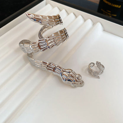 不規則金屬蛇形開口手鐲套裝歐美ins夸張氣質手環輕奢高級感手飾