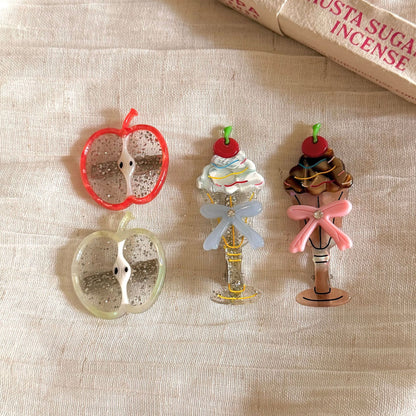醋酸板材甜點髮夾－粉色冰淇淋款細節｜https://igowo.tw/