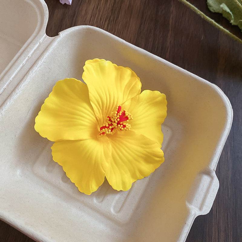 海邊度假風仿真扶桑花發夾時尚百搭鴨嘴夾小眾高級感太陽花發飾女