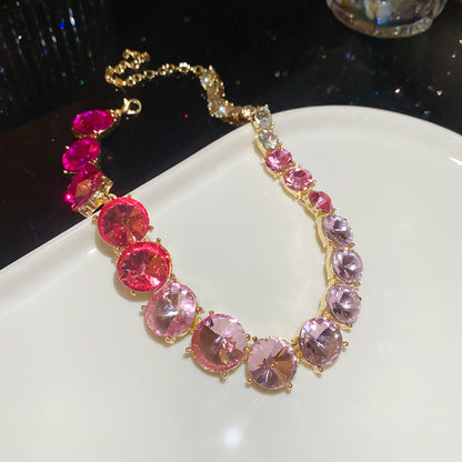 銀針圓形項鍊耳環組－項鍊-銀色-彩色款細節｜https://igowo.tw/