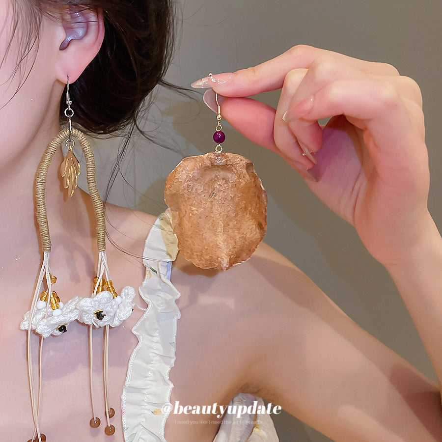 琉璃花朵不對稱耳環－商品主圖｜https://igowo.tw/