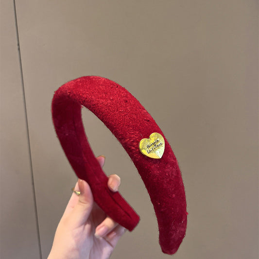 布面愛心字母復古髮箍－商品主圖｜https://igowo.tw/