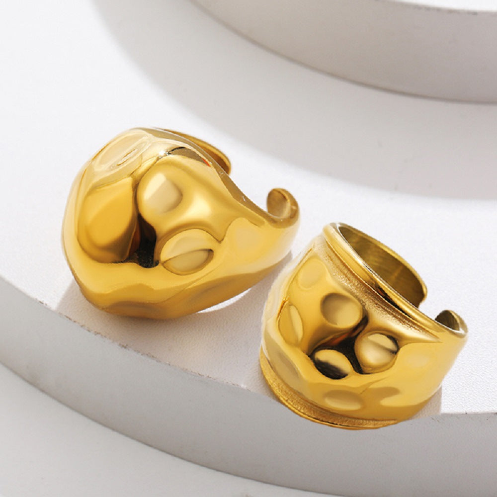 金色不鏽鋼可調式戒指－商品主圖｜https://igowo.tw/