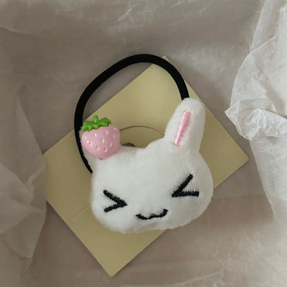 黑色絨面草莓兔子髮圈