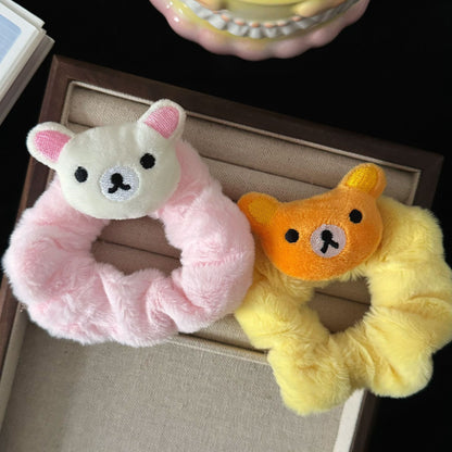 粉色絨面小熊髮圈－商品主圖｜https://igowo.tw/