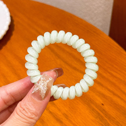 繽紛彈力繩簡約髮圈－絲印黑色款細節4｜https://igowo.tw/