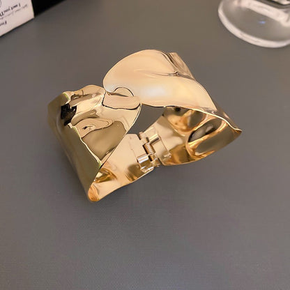 歐美金屬感幾何圓形開口手鐲時尚簡約百搭手環小眾設計感手飾批發