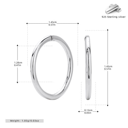 S925 耳環簡約光面多尺寸素圈耳飾個性小眾百搭飾品