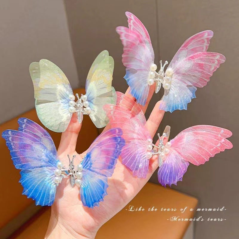 蝴蝶簡約髮夾－淺粉色蝴蝶髮夾款實拍｜https://igowo.tw/