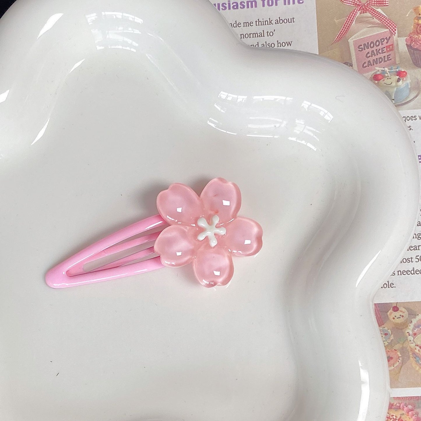 粉色花朵髮夾
