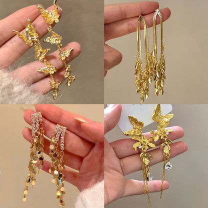 銀針跨境花朵流蘇耳釘歐美小眾設計耳環女時尚氣質耳飾輕奢高級感