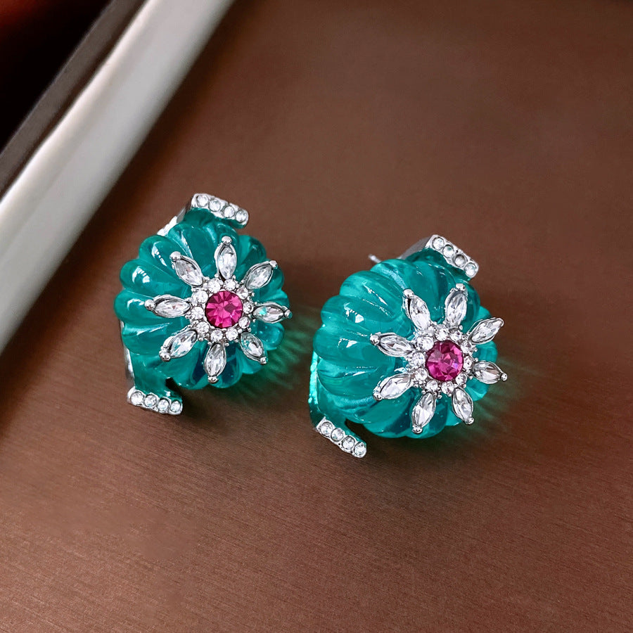 彩色水滴花朵鑲鑽項鍊－細節特寫71｜https://igowo.tw/