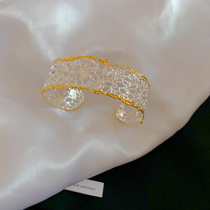 歐美跨境蕾絲裙邊手鐲戒指耳釘套裝輕奢高級感新中式國風個性飾品