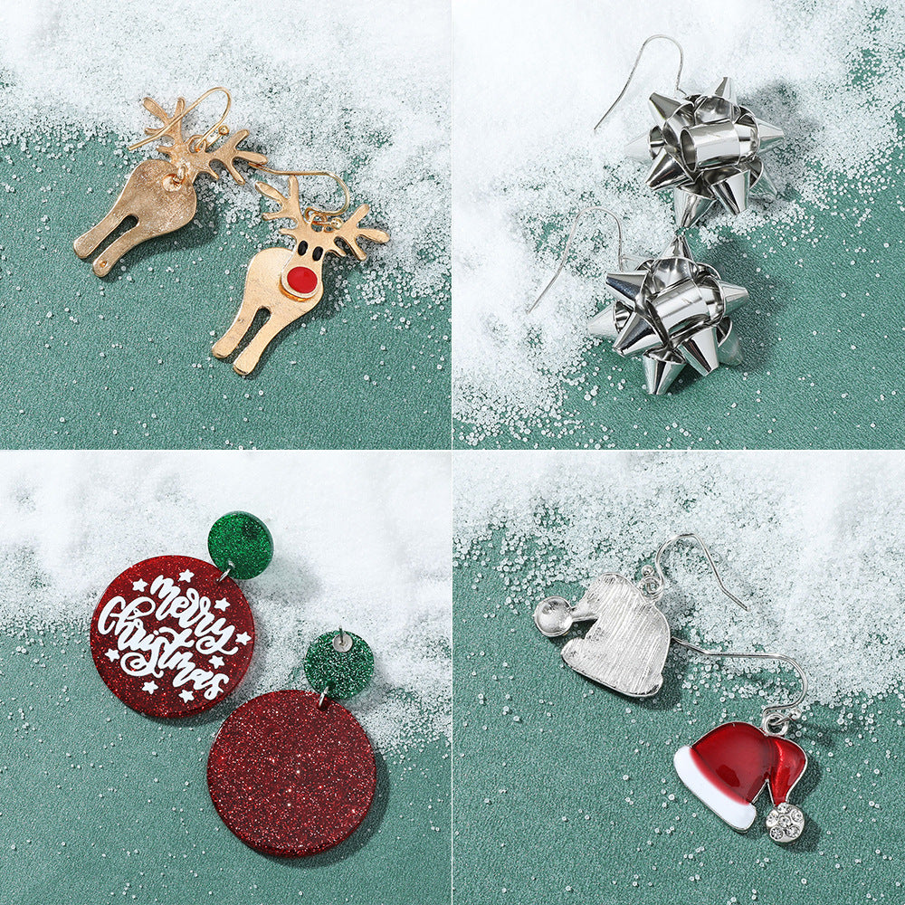 琺瑯雪花小鹿耳釘－細節特寫2｜https://igowo.tw/
