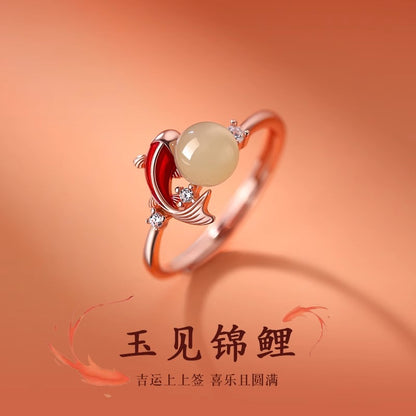 錦鯉素圈可調式戒指－商品主圖｜https://igowo.tw/