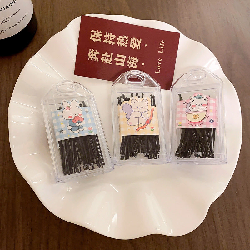 黑色基礎款一字夾側邊劉海夾波浪鋼夾后腦勺碎發發卡頭飾夾子發夾