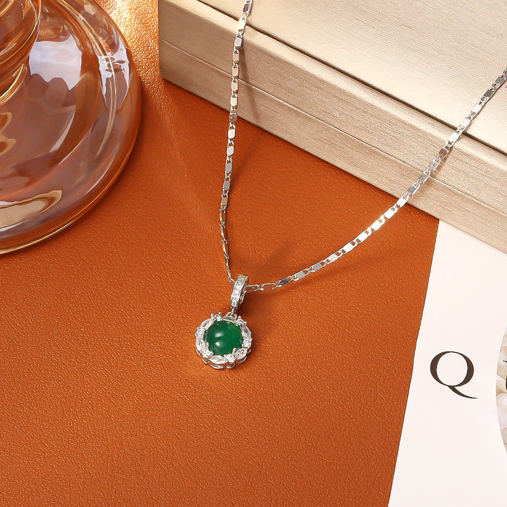 瑪瑙鋯石墜飾復古項鍊