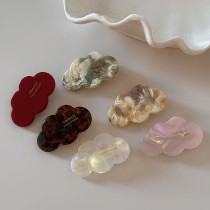 醋酸板材花朵小巧髮夾－醋酸花朵夾-粉色款細節｜https://igowo.tw/