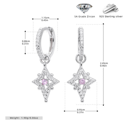 S925 歐美新款鑲石耳扣八芒星星輕奢精致耳墜時尚百搭飾品