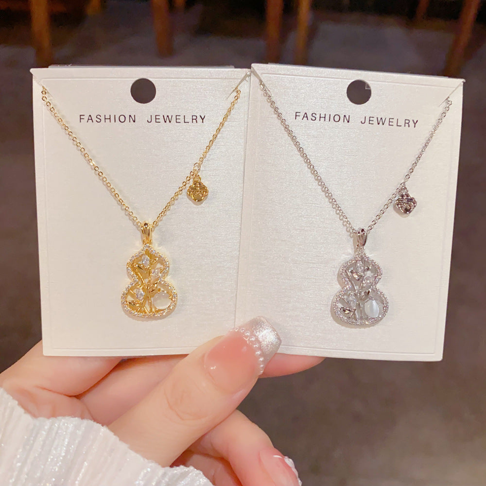 鋯石葫蘆竹節復古項鍊－商品主圖｜https://igowo.tw/