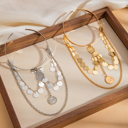 圓片鏈條流蘇飾品－商品主圖｜https://igowo.tw/
