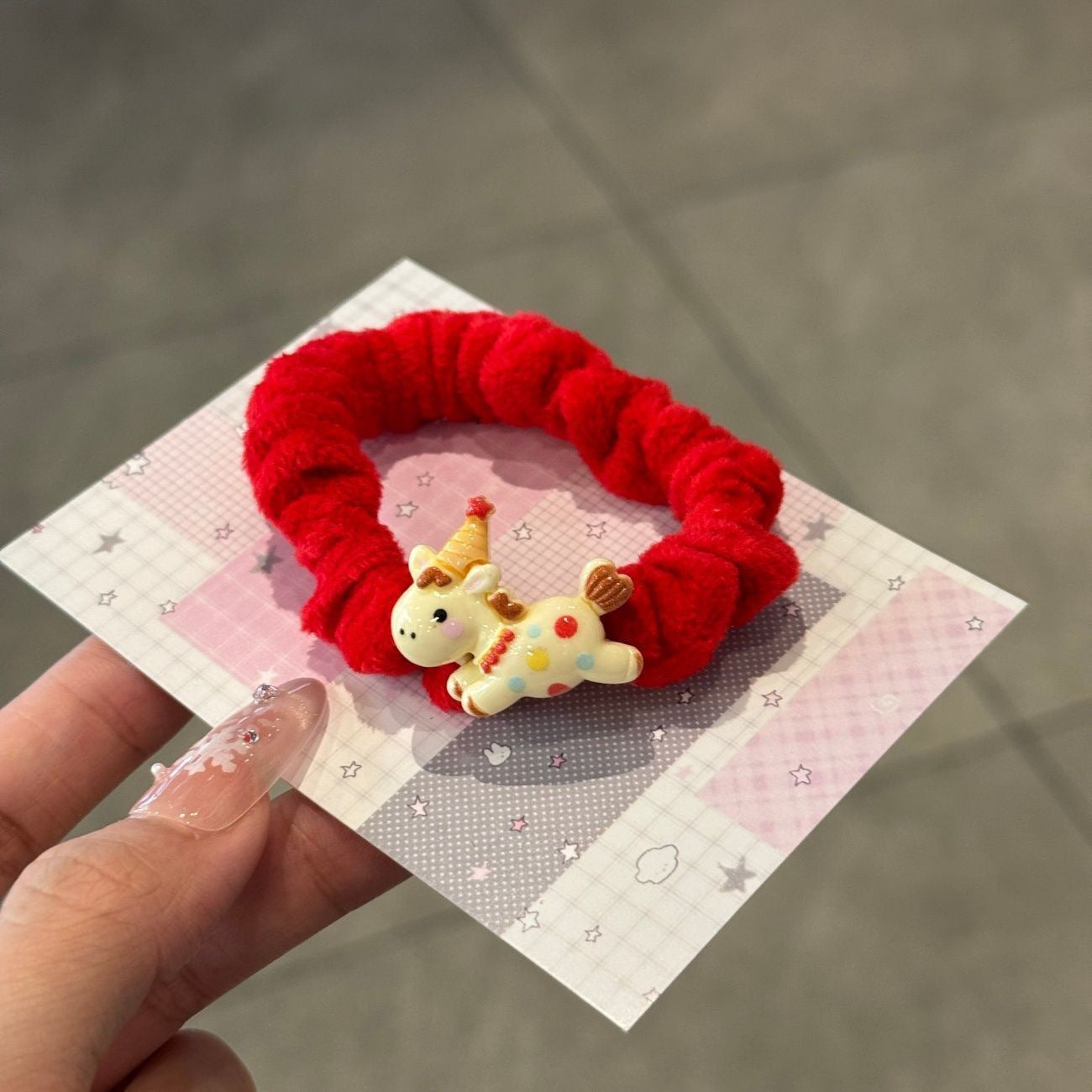 彈力繩小馬卡通髮圈－藍色款細節2｜https://igowo.tw/