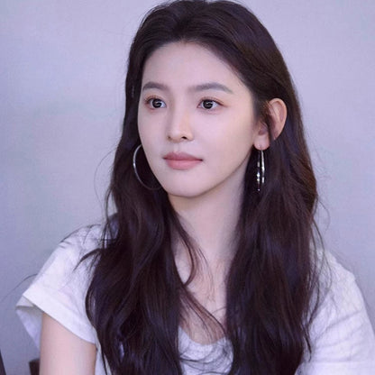 銀針歐美簡約圓形耳圈小眾時尚百搭氣質素圈耳環輕奢高級感耳飾女