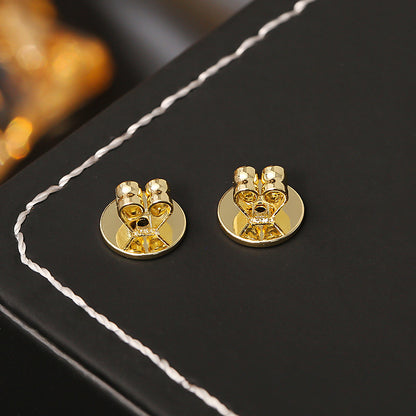 金色簡約耳環－蝴蝶圓形金色款細節1｜https://igowo.tw/