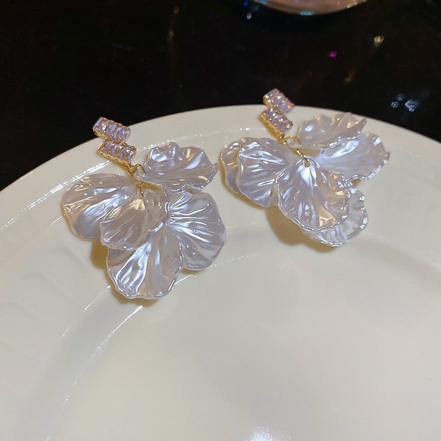 銀針超仙絕美布藝花朵流蘇耳環夏日海邊度假風耳環輕奢高級感耳飾