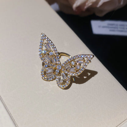 韓系ins鋯石蝴蝶耳夾女無耳洞精致優雅氣質耳骨夾輕奢高級感耳飾