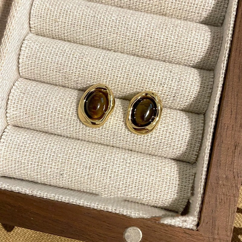 虎眼石復古項鍊耳環組