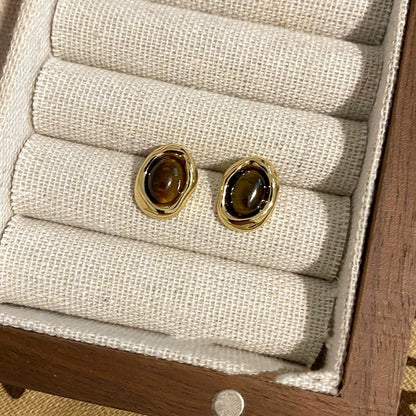 虎眼石復古項鍊耳環組