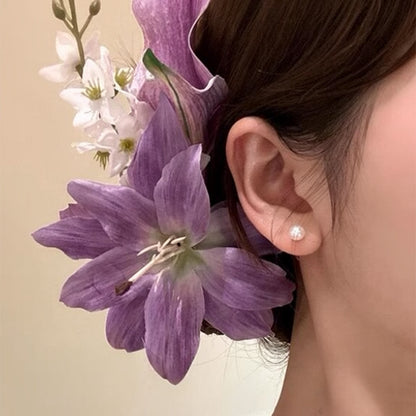 新中式古風簡約布藝花朵發夾高級感精致鴨嘴夾時尚甜美發飾頭飾女