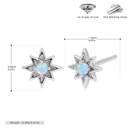 S925 新款耳釘時尚澳寶八芒星耳飾輕奢百搭小清新精致飾品