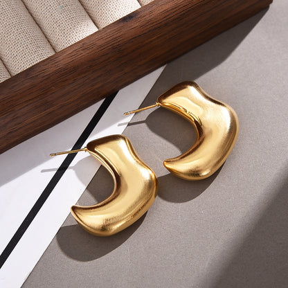 不規則拉絲復古耳環－金拉絲（B款）款細節1｜https://igowo.tw/