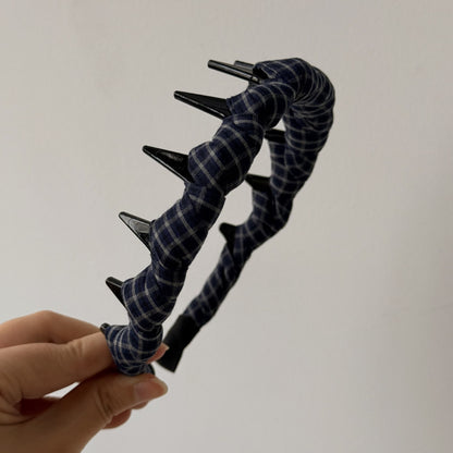 布面格紋纏繞髮箍