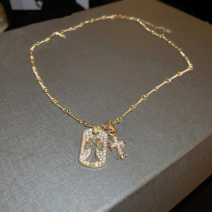 金屬十字鑲鑽項鍊