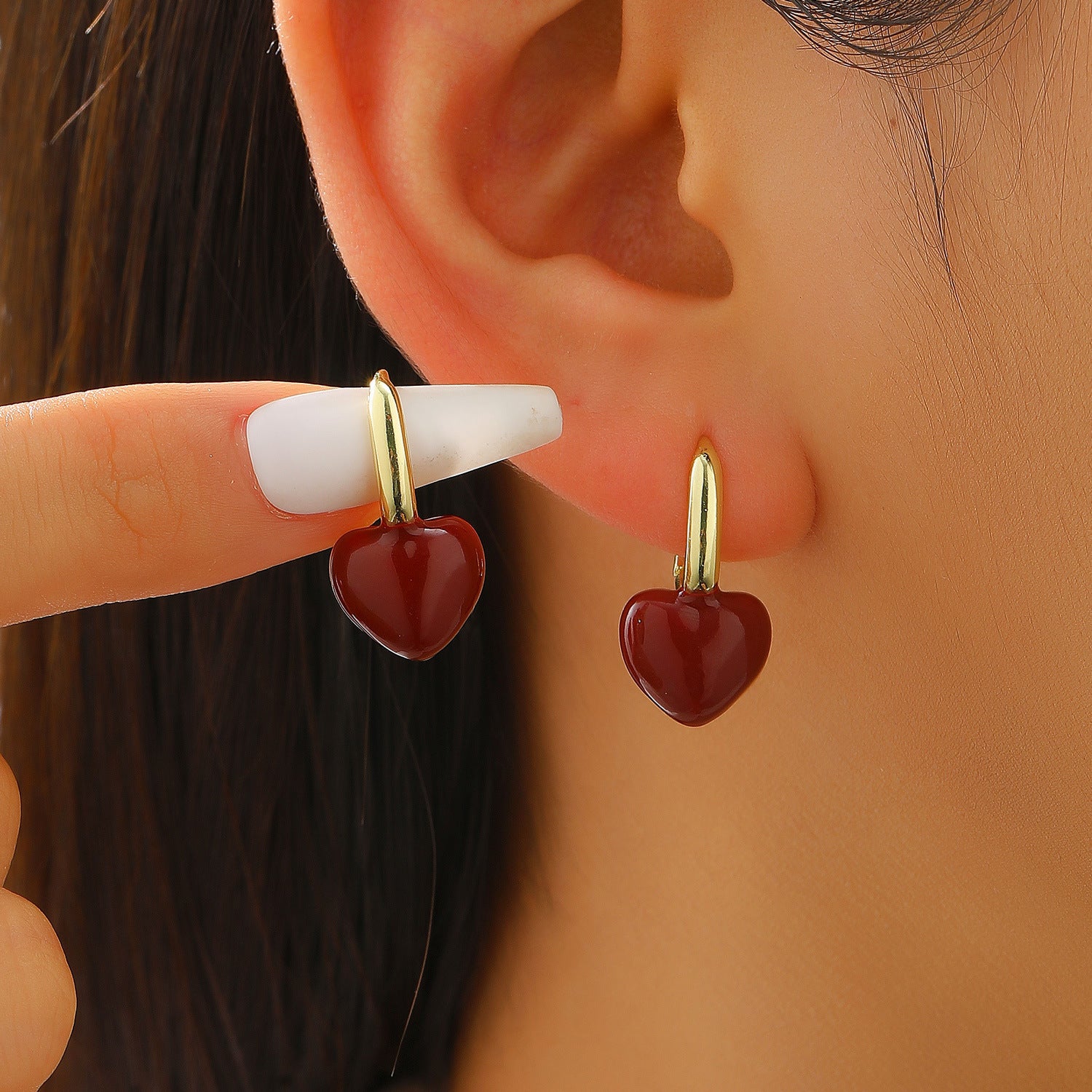 復古紅琺瑯耳環－第二視角實拍｜https://igowo.tw/