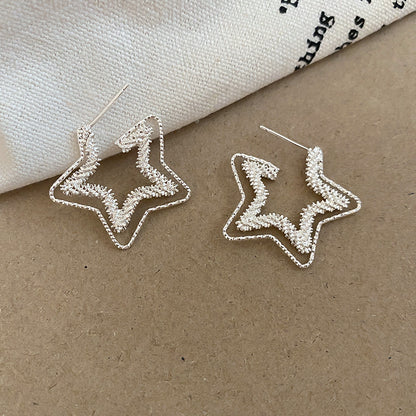 18k真金電鍍銀針星星耳釘精致百搭耳環輕奢高級感耳飾設計感小眾