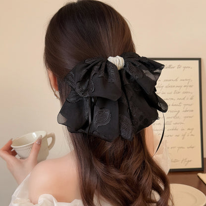 蝴蝶結刺繡髮夾