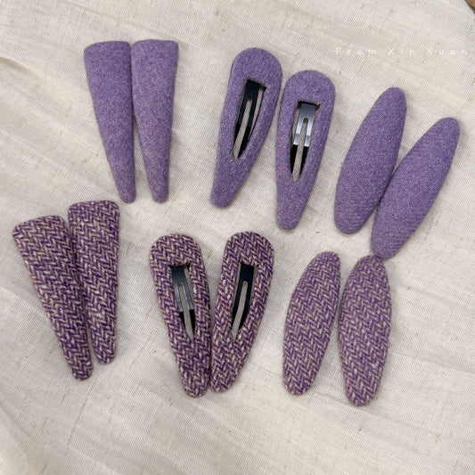 紫色布面三角形髮夾－商品主圖｜https://igowo.tw/
