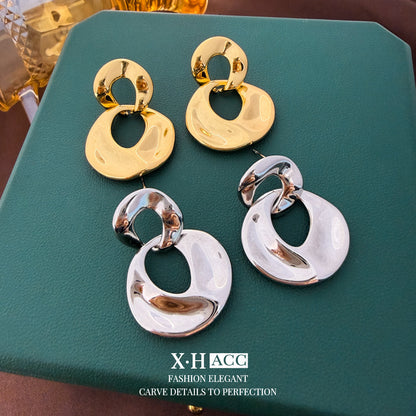 不規則圓圈簡約耳墜－商品主圖｜https://igowo.tw/